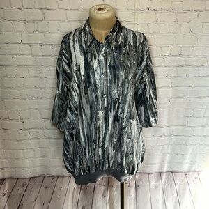 Alan Stuart Art Deco polo shirt size XL light blue stripe pattern